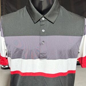 Puma Mens Golf Shirt Stripes Multicolor Polyester Size Medium M